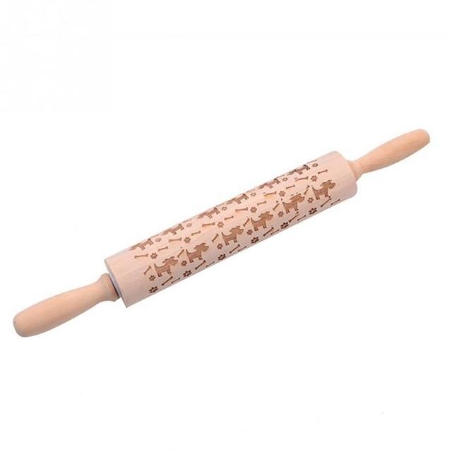 Intricately designed embossed rolling pin for detailed patterns on cookie dough & pastries. Elevate your baking.