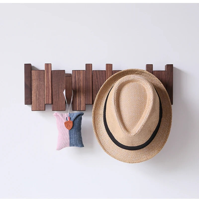 Stylish wall mounted wooden coat rack, piano key design, perfect for home entryway organization