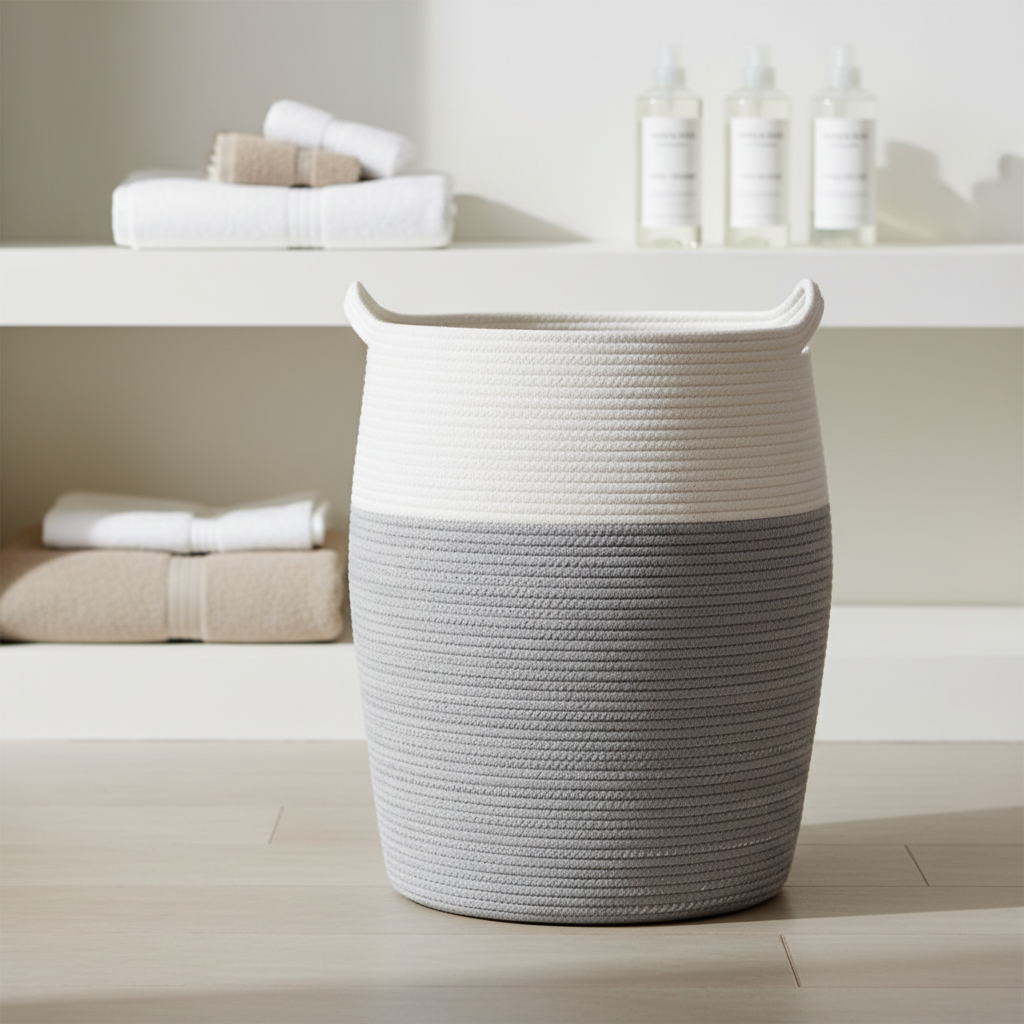 Woven Laundry Basket with Handles