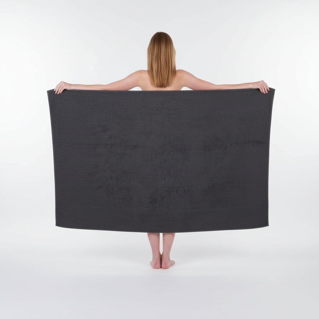 XXL cotton bath towel with a subtle border detail, clean and elegant for any bathroom
