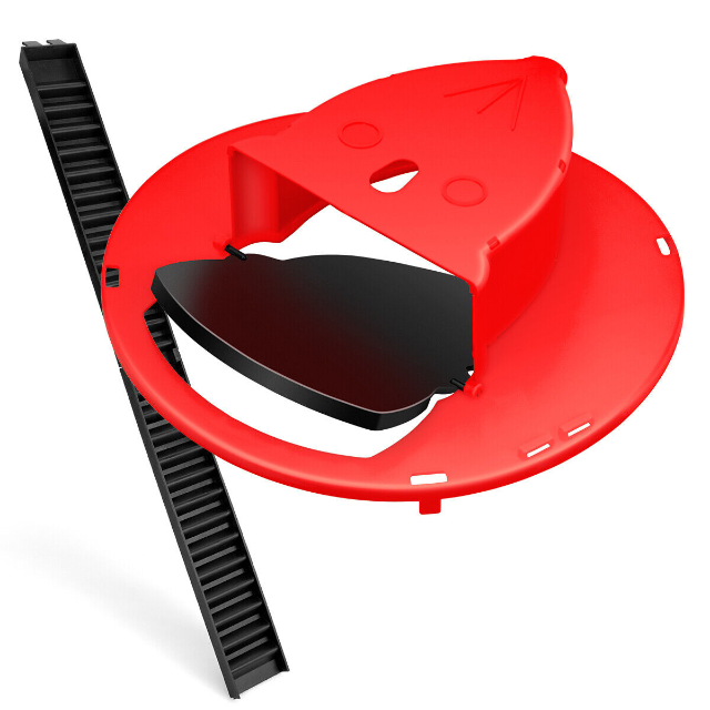 Bucket cover mouse trap with auto reset feature. Reusable, humane rodent catcher.