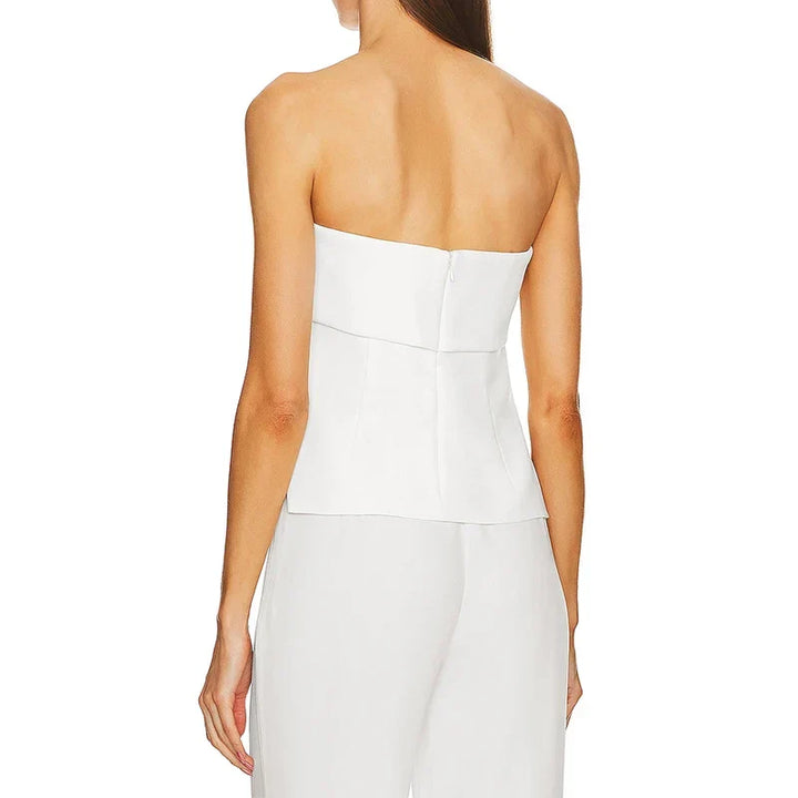 Trendy women's strapless crop tube top. Essential summer fashion for beach, casual & party wear.