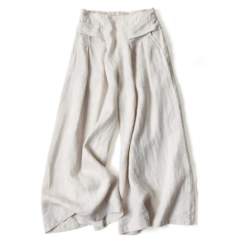 Chic blue women's wide-leg pants, relaxed fit & high-waisted for comfortable daily style.