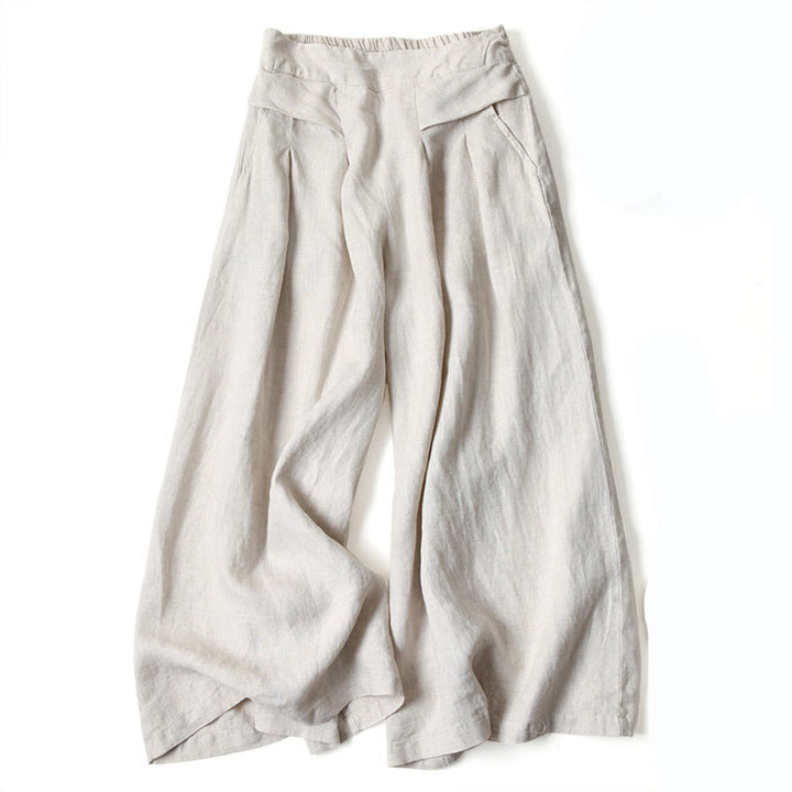 Chic blue women's wide-leg pants, relaxed fit & high-waisted for comfortable daily style.