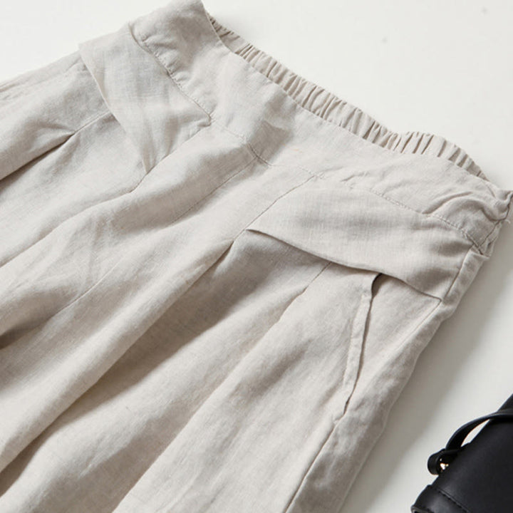 Women's yellow relaxed fit wide-leg trousers, high-waisted and comfortable for versatile wear.