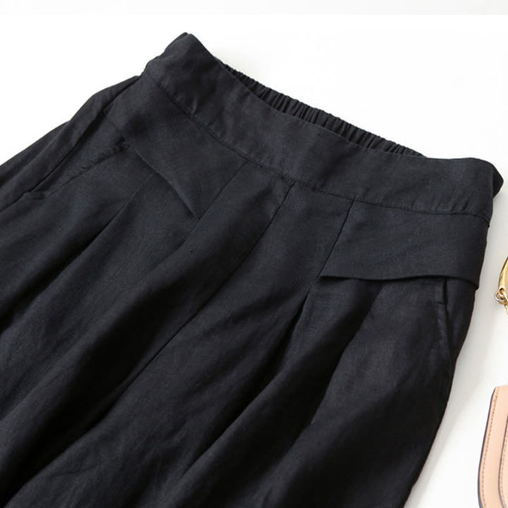 Blue women's relaxed fit wide-leg trousers, high-waisted for comfortable everyday fashion.