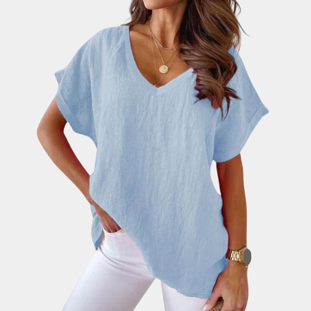 Fashionable Yuna V-neck t-shirt for women, comfortable and soft for casual wear