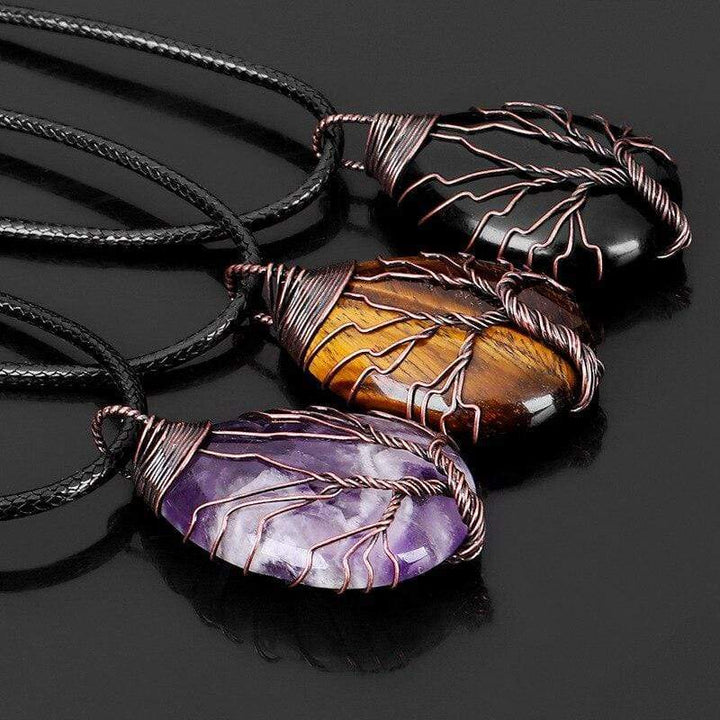 Women's Zarina Tiger Eye drop pendant necklace, a beautiful gemstone accessory, embodying boho charm and protective energy.