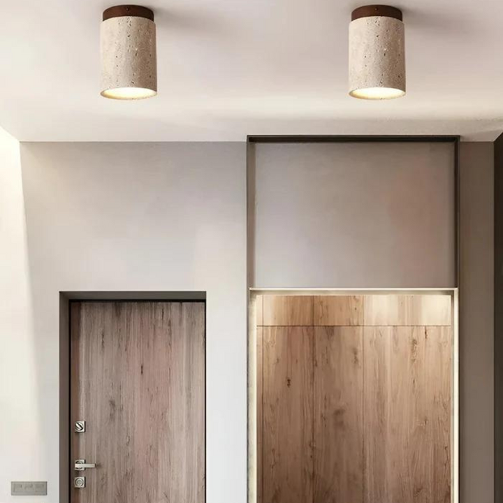 Minimalist round Japanese style LED ceiling lamp, perfect for tranquil home decor and modern lighting.
