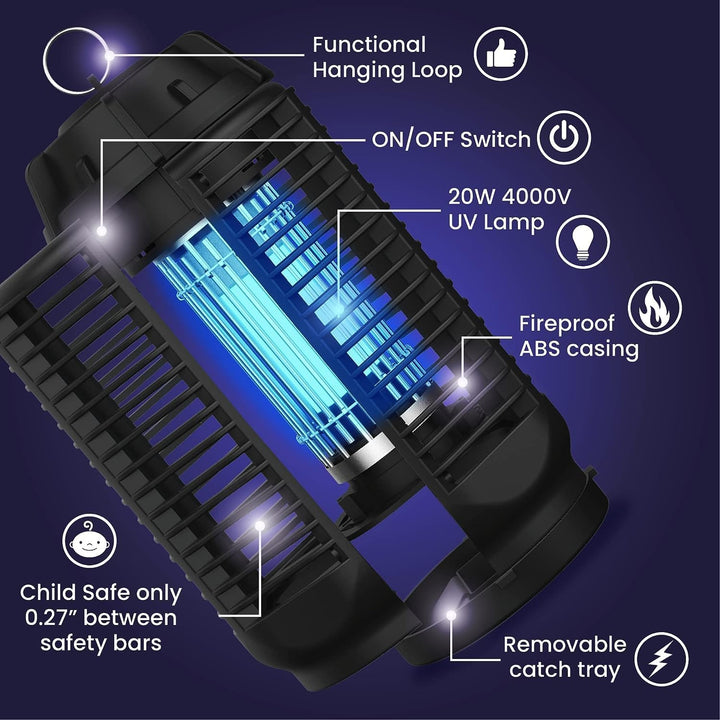 Portable electric bug zapper by Zeytra, ideal for home and garden pest control with UV light technology.