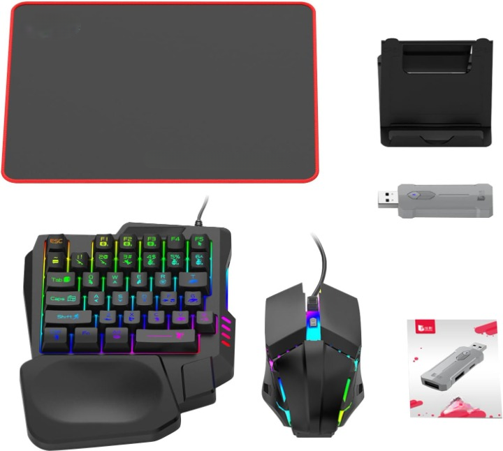Zyvorn RGB Gaming Keyboard and Mouse Combo with ergonomic adapter for PC and mobile gaming